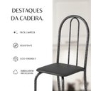 Ver mais imagens de Kit 4 Cadeiras Tubular 89x37x42 cm Ane B Prato Preto/Prato