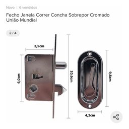 Fecho Concha Janela De Correr Redondo Cromado 1 Unidade - 2