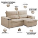 Ver imagem 3 de Sofá Retrátil Reclinável 3 Lugares Sala de Estar 210cm Hilst F04 Linho Bege - Lyam Decor