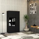 Ver imagem 3 de Armário Alto com Nicho e 03 Portas 161,5x90x42cm Wlan90 Preto Tx