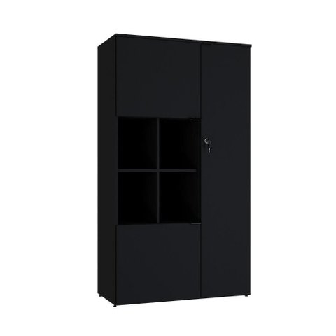 Armário Alto com Nicho e 03 Portas 161,5x90x42cm Wlan90 Preto Tx