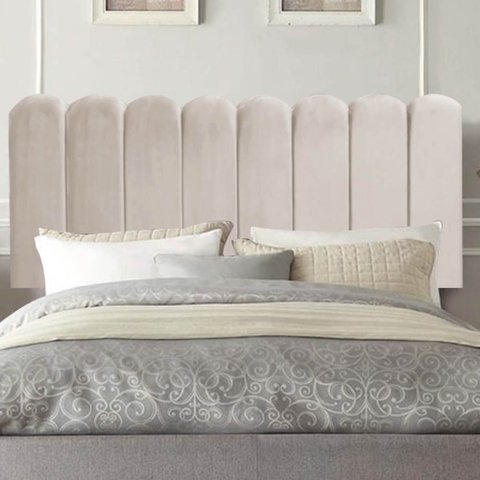 Painel Estofado Luxo Nuvem Alanis 195cm King Size para Cama Box Corino Bege - Gat Magazine
