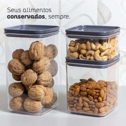 Kit 12 Potes Herméticos de Plástico 1l Potinhos com Tampa Porta Mantimentos Chumbo Plasvale - 3