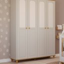 Ver imagem 7 de Guarda-Roupa de Bebê 4 Portas 3 Gavetas Bala de Coco Off White/Nature Expresso Móveis Branco