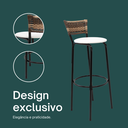 Ver imagem 5 de Kit 6 Banquetas 80cm para Balcão Ilha Bancada Área Gourmet Encosto em Junco Banco Itagold