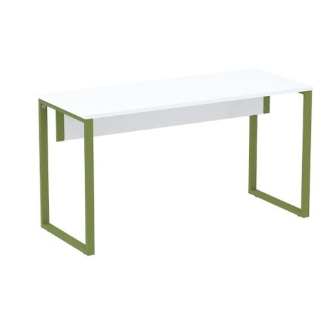 Mesa Escritório P25 Tub Pandin 170 Cm (larg) X 70 Cm (prof) Tampo Mdp Branco Pé Aço Tubular Verde