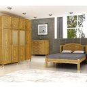 Ver imagem 1 de Quarto de Casal Grécia: Guarda-Roupa 8 Portas Espelho Cama Cômoda Sapateira Madeira Pinus Mel - Cava