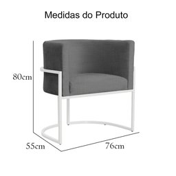Poltrona Luana Base Branca Linho Cores - DS Estofados Cinza - 12