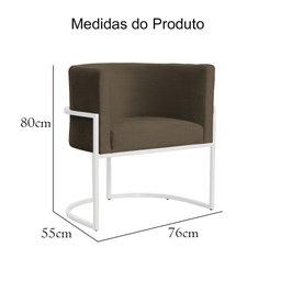 Poltrona Luana Base Branca Linho Cores - DS Estofados Cinza - 6