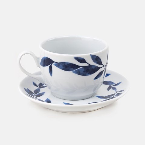 Xícara para Chá Blue Pottery com Pires Blue Gardenia