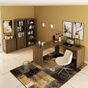 Ver imagem 1 de Kit para Escritório 4 Peças com Mesa em L Estantes e Balcão Cor:nogal