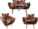 Ver imagem 1 de Kit Namoradeira + 2 Poltronas Decorativa Opala Suede Triângulo Pés Madeira Ms Decor