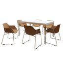 Ver imagem 2 de Conjunto Sala de Jantar 6 Lugares Retangular Tampo MDF 160x85cm Mesa Smart com Cadeiras Lodelô Branco/Cromado/Serragem