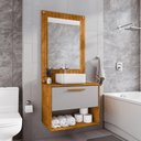 Ver imagem 2 de Conjunto Gabinete C/ Espelheira para Banheiro Orion Naturalle/off-white