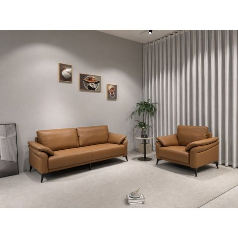 Sc-8807 Conjunto Internacional Sofá 2,01m com 2 Poltronas Caramelo Material Ecológico Sala Premium