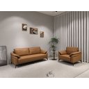 Ver imagem 1 de Sc-8807 Conjunto Internacional Sofá 2,01m com 2 Poltronas Caramelo Material Ecológico Sala Premium