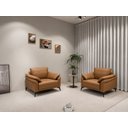 Ver imagem 2 de Sc-8807 Conjunto Internacional Sofá 2,01m com 2 Poltronas Caramelo Material Ecológico Sala Premium