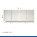 Ver imagem 4 de Armário Aéreo Guarapari 4 Portas 2 Prateleiras MDP 160cm Branco