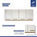 Ver imagem 3 de Armário Aéreo Guarapari 4 Portas 2 Prateleiras MDP 160cm Branco