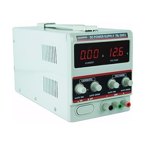 Fonte De Alimentação Digital 1 Canal Tensão 32 Volts Corrente 3 Ampéres Fa-3003