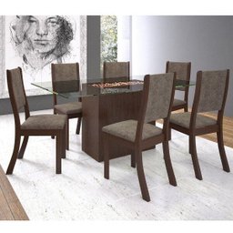 Conjunto Sala de Jantar Mesa Lina 6 Cadeiras Kiara Espresso Móveis - 1
