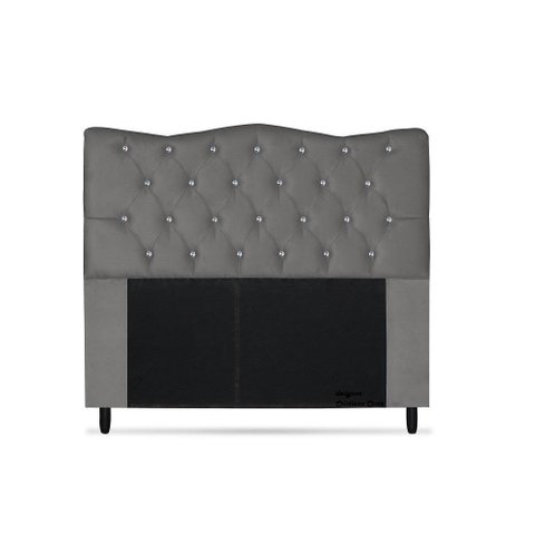 Cabeceira Dunas Solteiro 100cm com Strass Suede: Cinza