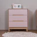 Ver mais imagens de Berço e Cômoda Infantil Rosa com Carvalho 3 Gavetas Linha Tomi Quater Móveis