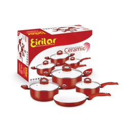 Jogo de Panelas Revestimento Cerâmico 4 Peças Eirilar Vermelho - 1