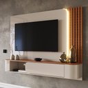 Ver imagem 1 de Painel Dubai para Tv até 60” com Led Mdf 15mm Porta com Pistão a Gás Design Moderno Muxarabi