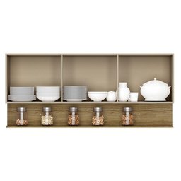 Armário Aéreo Line 3 Portas 150 Cm Vanilla Freijó - Kits Paraná - 2