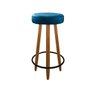 Banqueta Alta Camila para Bar Balcão Cozinha Bistrô Banco com Suporte Pés Madeira Azul Turquesa - 1