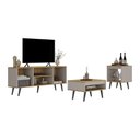 Ver imagem 2 de Kit Rack p/TV até 50" com Mesa de Centro e Lateral Retrô Multimóveis CR45362 Arenas/Lâmina Mel