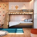 Ver imagem 1 de Beliche Infantil para Quarto com Escadas e Estante 143 Cm Cor:aveiro Oak