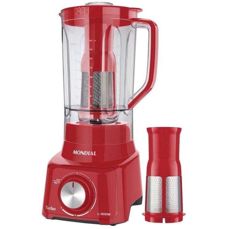 Liquidificador Mondial L-900, 5 Vel + Pulsar, 900W, Vermelho - 220V Liquidificador Mondial L-900, 5 Vel + Pulsar, 900W, Vermelho - 220V