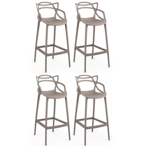 Kit 4 Banquetas Allegra com Encosto Design Cozinha/bancada - Fendi