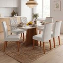 Ver imagem 2 de Conjunto Sala de Jantar Mesa 1,60m com Vidro Anjos 6 Cadeiras Bele Viero