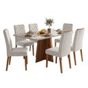 Ver imagem 1 de Conjunto Sala de Jantar Mesa 1,60m com Vidro Anjos 6 Cadeiras Bele Viero