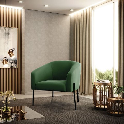 Cadeira Sala de Jantar Pé de Ferro Preto Stella Suede D03 - D’Rossi