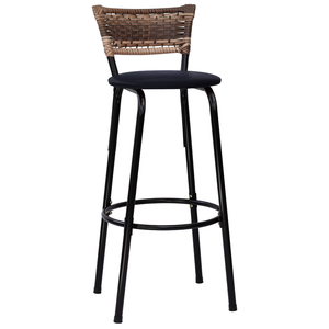 Banqueta Alta Preta Encosto Junco Balcão Bancada Bistrô Ilhas Americana Bares - Preto