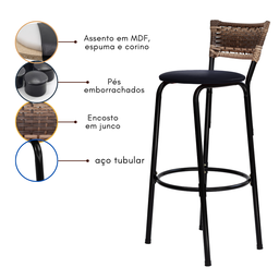 Banco para Bancada Banqueta Alta Cappuccino Balcão Cozinha Bistrô Área Gourmet Churrasqueira - 5