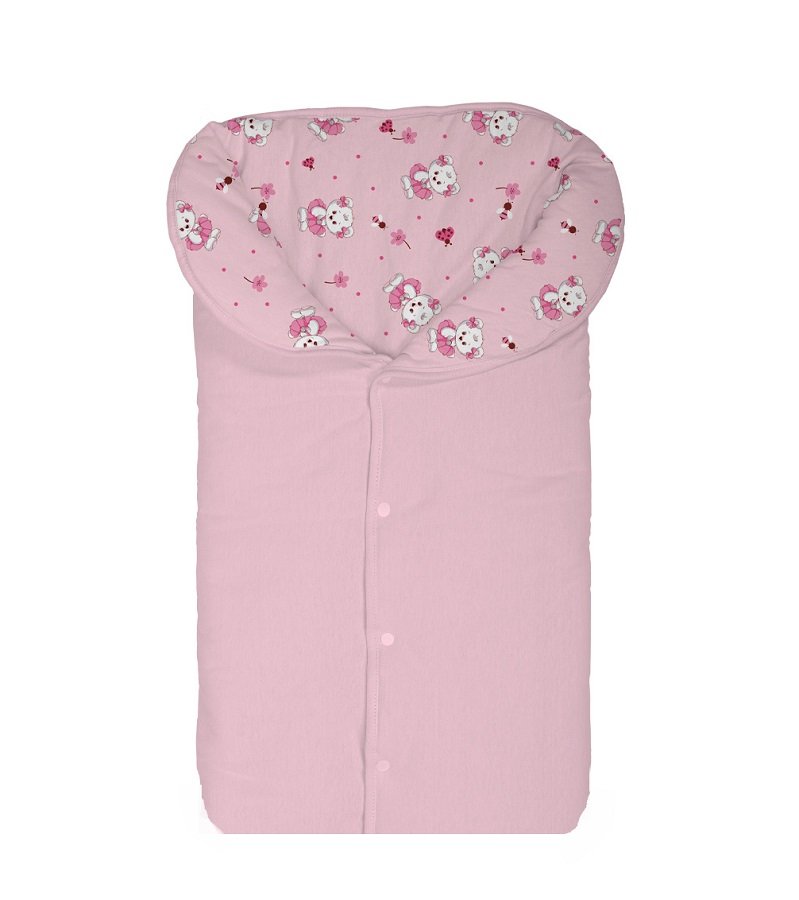 PORTA BEBÊ DE MALHA 100% ALGODÃO FIO 30 Ursa Rosa - 1