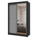 Ver imagem 3 de Guarda-roupa Solteiro 2 Portas de Correr com Espelho Preto/cinza Milano Madesa