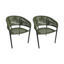 Ver imagem 1 de Kit 2 Cadeiras de Jantar em Corda Náutica Verde Musgo Base Aluminio Preto Sol Linha Plus