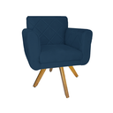 Ver imagem 3 de Jogo 2 Poltrona Decorativa Base Giratória De Madeira Salão Isabella Suede Azul Marinho - LM DECOR