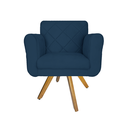 Ver imagem 2 de Jogo 2 Poltrona Decorativa Base Giratória De Madeira Salão Isabella Suede Azul Marinho - LM DECOR