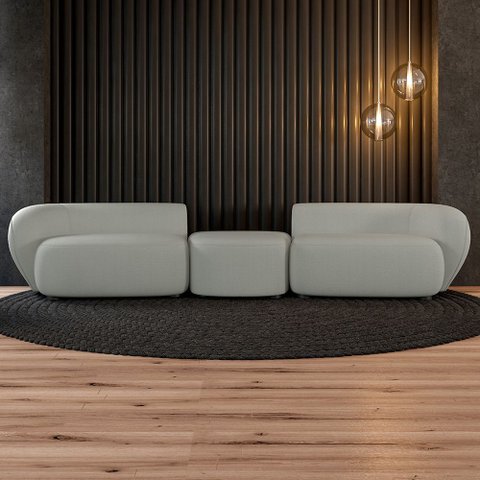 Sofá Versátil Sala de Estar Egito 362cm Modulado Bouclê Cinza G52 - Gran Belo