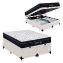 Ver imagem 2 de Cama Box Baú Casal Bipartido Royal Air com Colchão Molas Ensacadas Tecido Branco Royal