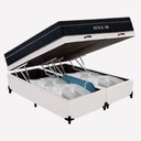 Ver imagem 1 de Cama Box Baú Casal Bipartido Royal Air com Colchão Molas Ensacadas Tecido Branco Royal