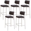 Ver imagem 1 de Kit 05 Banquetas Alta Bar Cozinha Sala de Jantar Aço Branco Kaira C01 Linho Preto - Lyam Decor