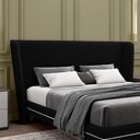Ver imagem 2 de Cabeceira Design para Cama Queen Torres Pés em Madeira Veludo Preto G91 - Gran Belo